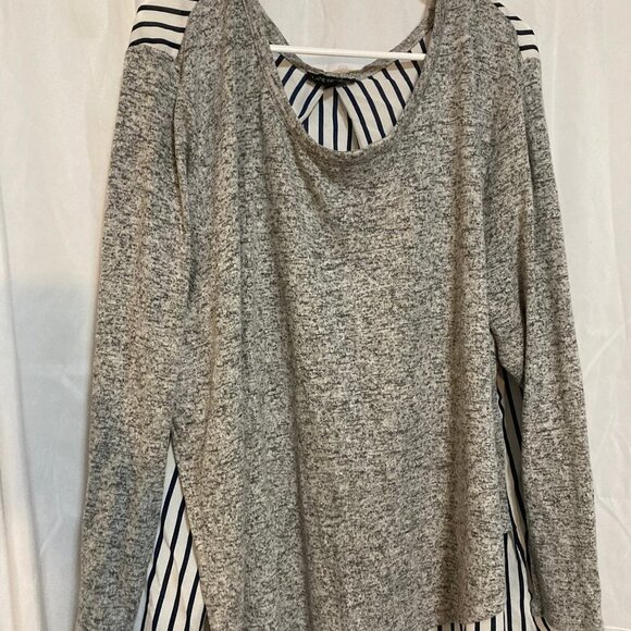 NWOT Lane Bryant 22/24 Solid and Stripe blouse - Picture 1 of 3